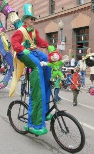 "Stretch" Stiltwalker on a Bike
